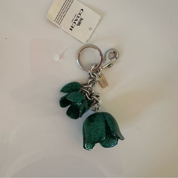 Coach New York Green Flower Keychain - Picture 5 of 8